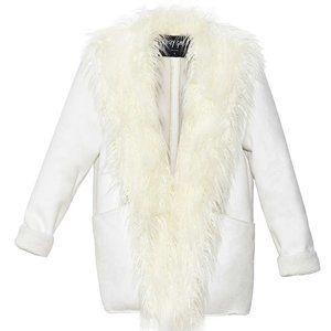 NASTY GAL ALMOST FAMOUS White Faux Fur Jacket Coat - Size XS - LIKE NEW